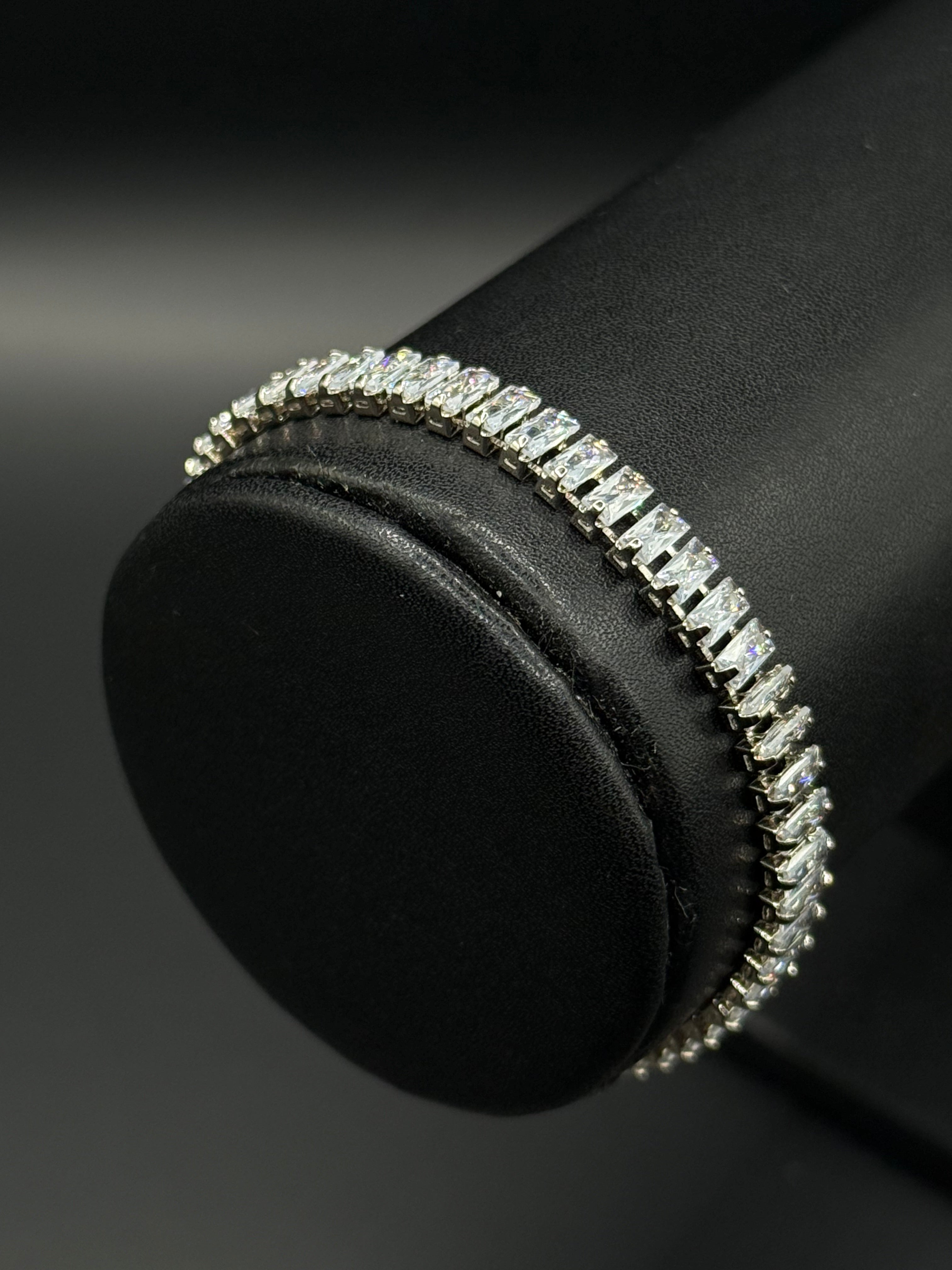 Pulso Baguette Zirconias Plateado
