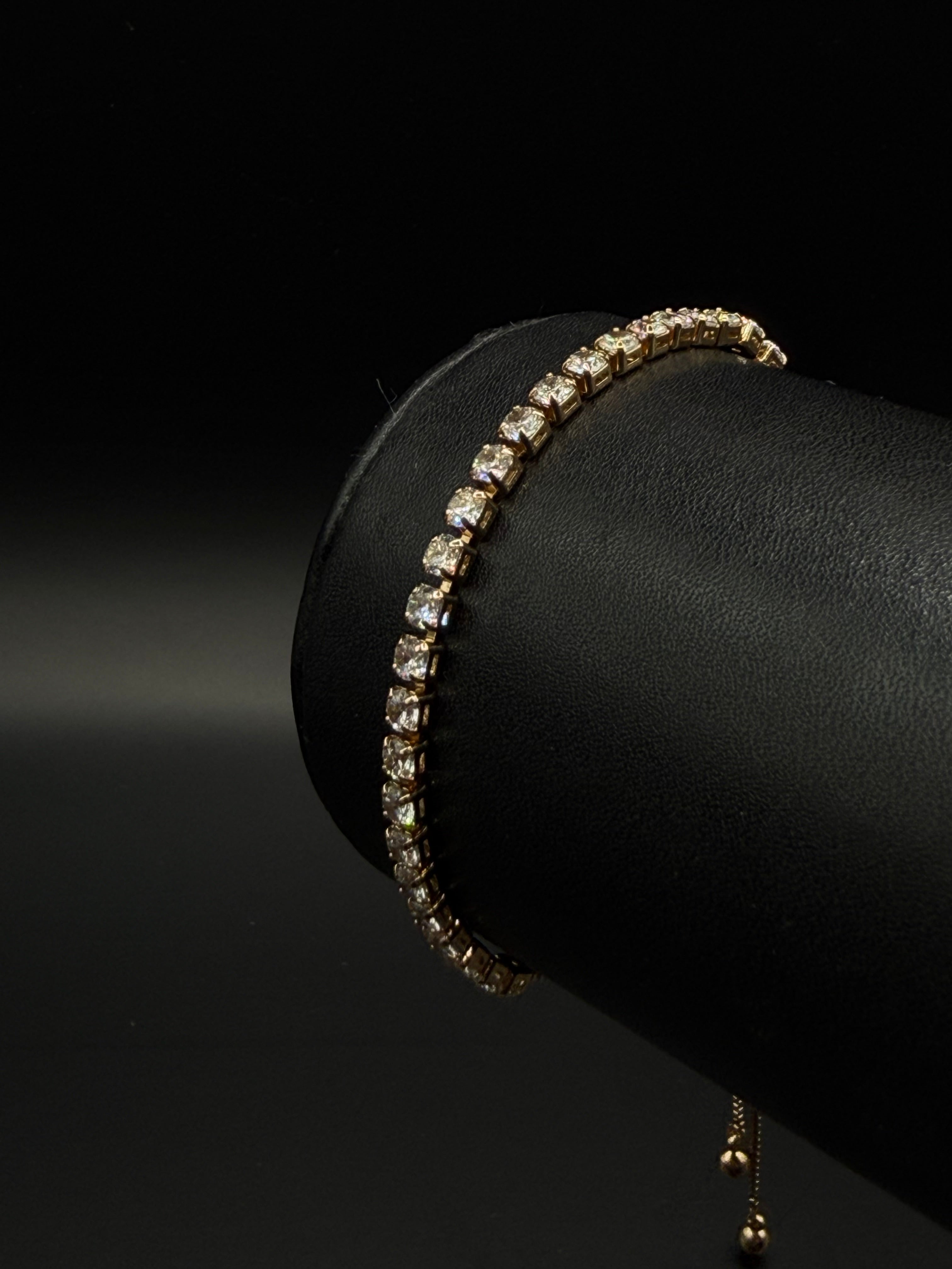 Pulso Tennis Ajustable Zirconias Oro Laminado