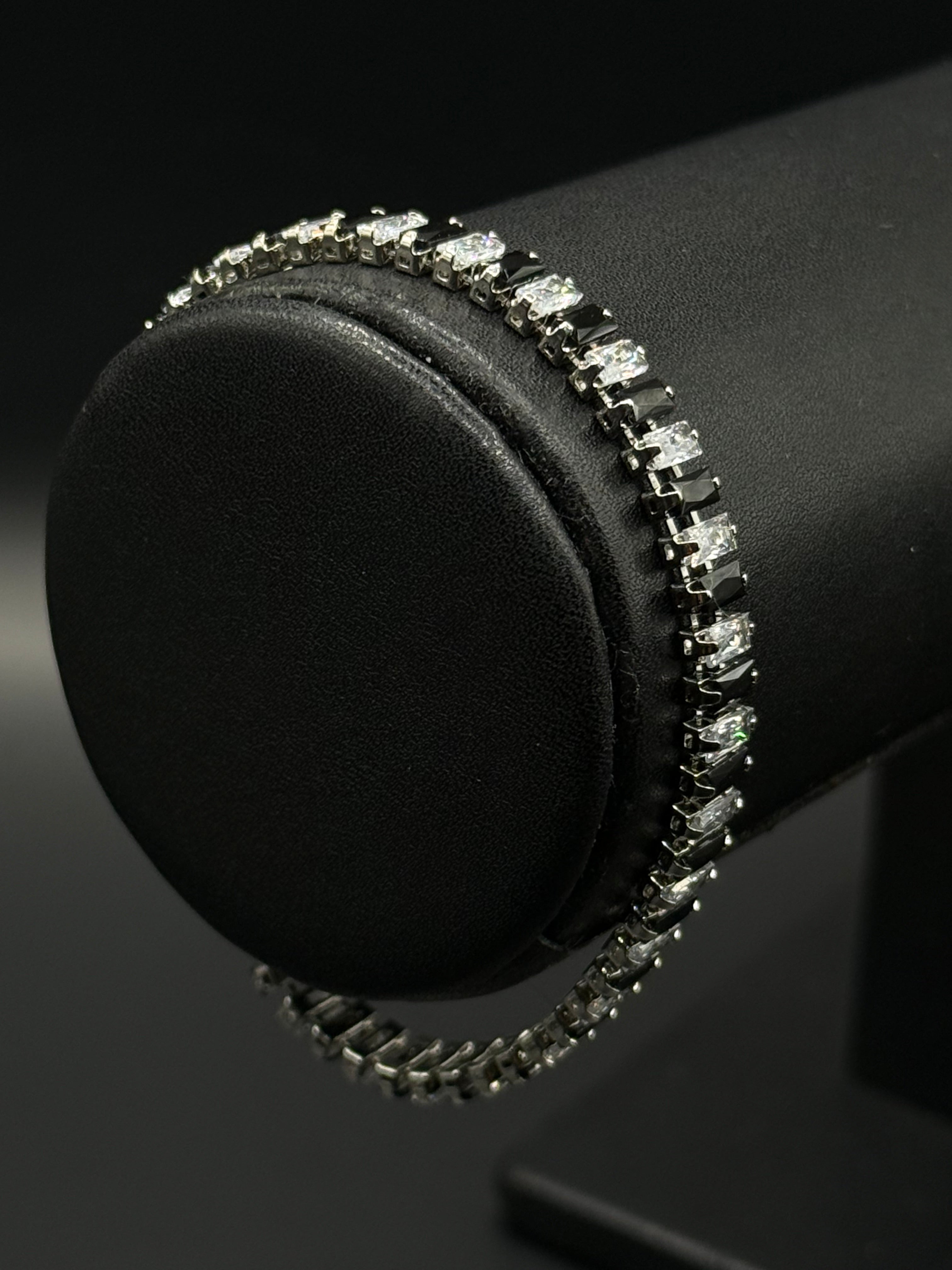 Pulsera Baguette Zirconia Plateado