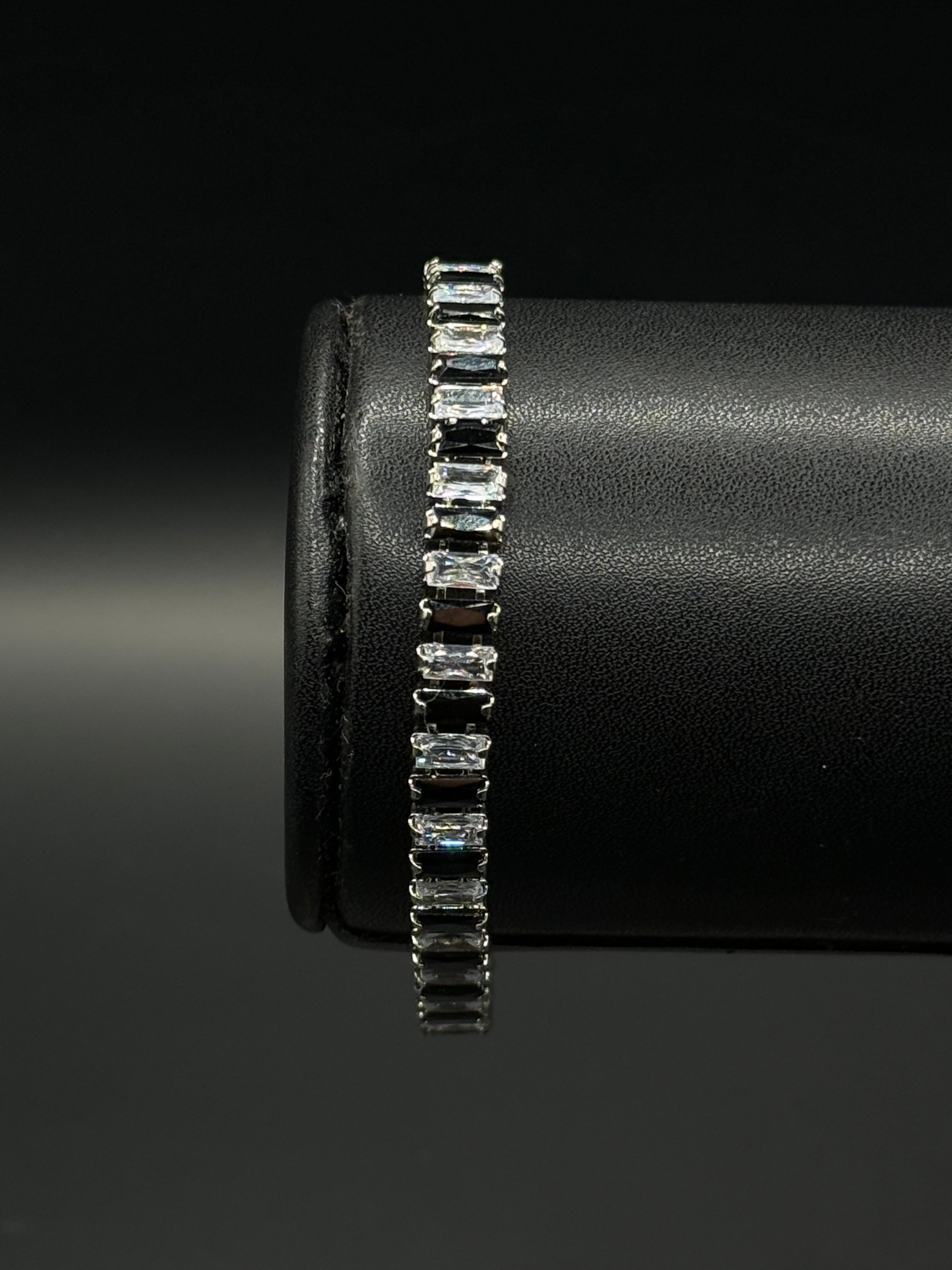 Pulsera Baguette Zirconia Plateado